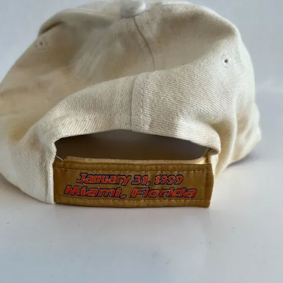 DENVER BRONCOS Vtg 90s Super Bowl Championship 1999 Beige Suede Hat Cap - Picture 4 of 8